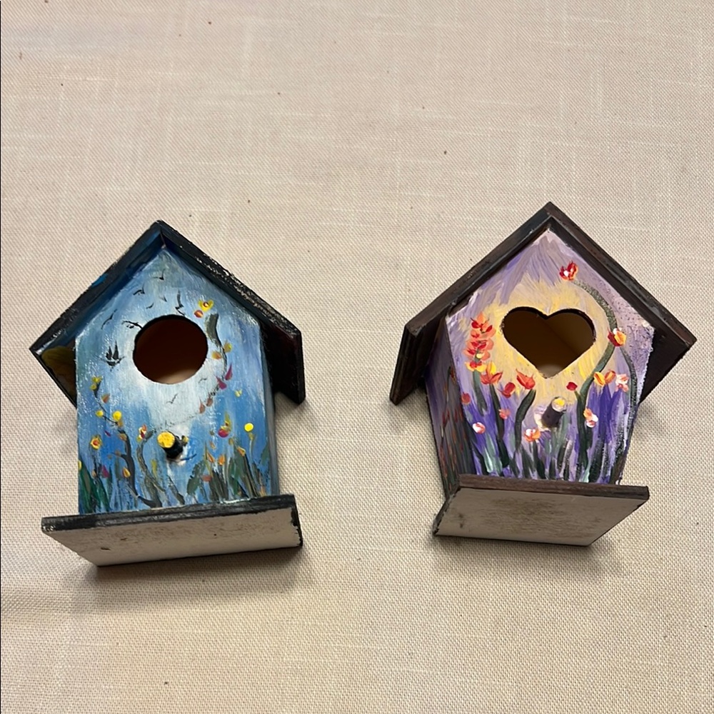 Hand-Painted Birdhouse Set